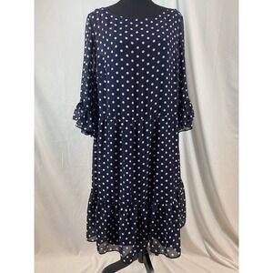 Betsy Johnson Women's Size‎ 18W Black Ivory Polka Dot Dress